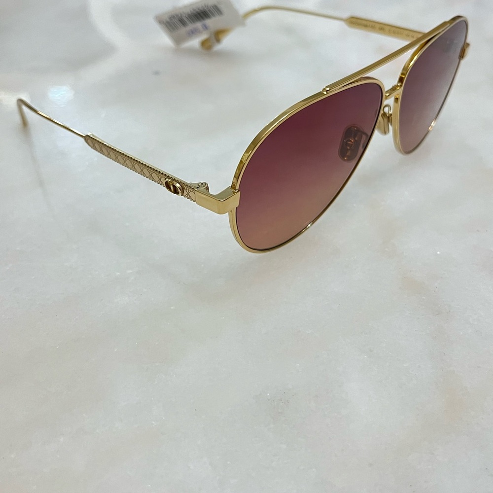 Dior Gold Sunglasses with Rose Lenses - Picture 2 of 6